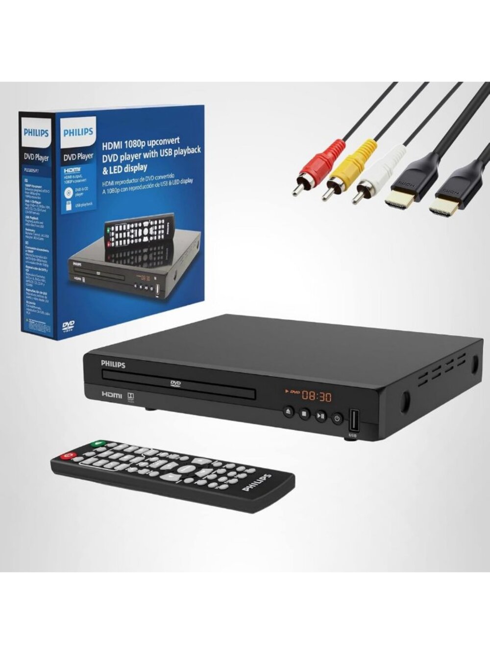 Compact 1080P All Region DVD Player with HDMI & USB for Smart TV, Remote